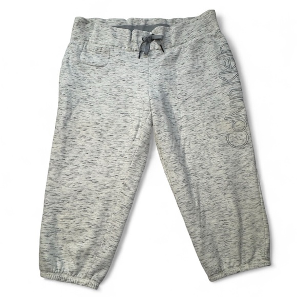 Calvin Klein Women’s XL Heather Gray Fleece Cropped Jogger Sweatpants - Picture 1 of 11
